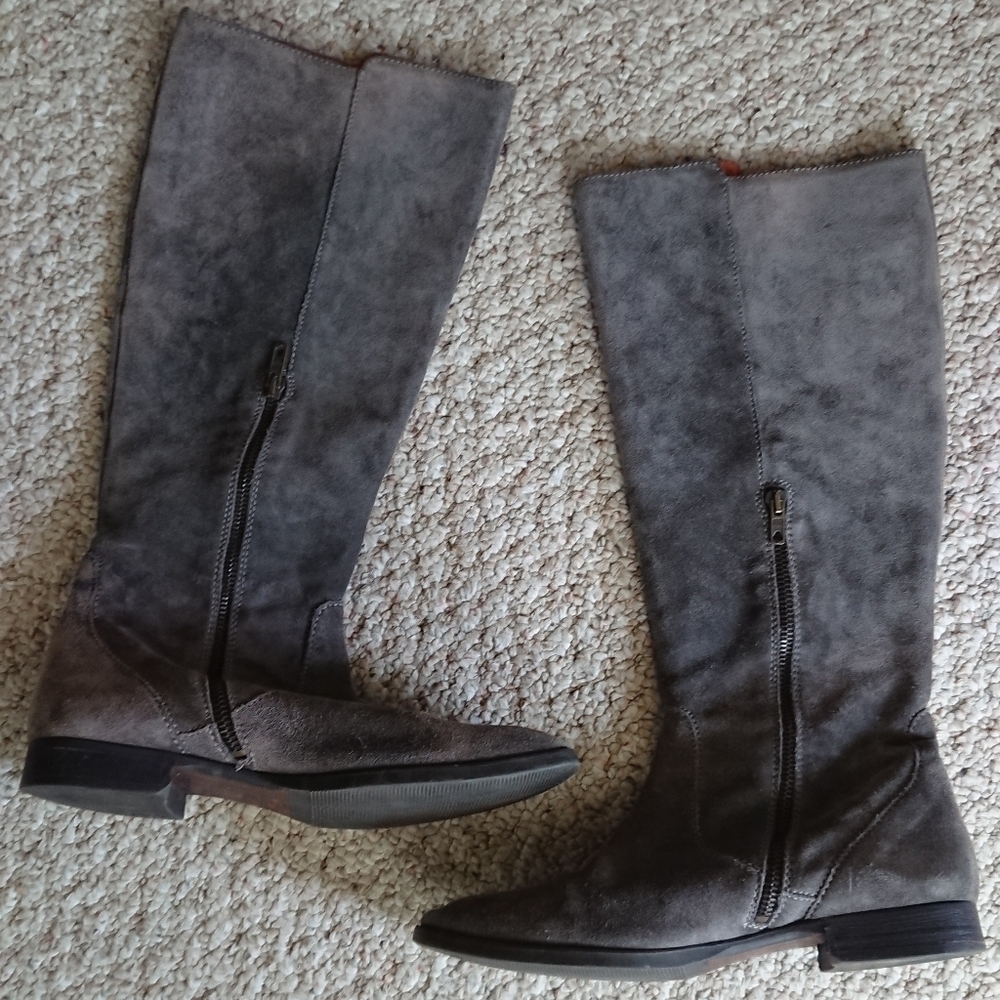 J. Crew Made In Italy Grey Suede Tall Riding Boots size 7.5 - Picture 12 of 16